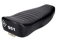 Sitzbank Enduro Doppelsitz strukturiert, schwarz mit IFA S51 Schriftzug für Simson S51