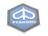 Emblem Piaggio zum Kleben 6-eckig 31x36mm Aluminium für Kaskade für Vespa PK50, PK80 82-88